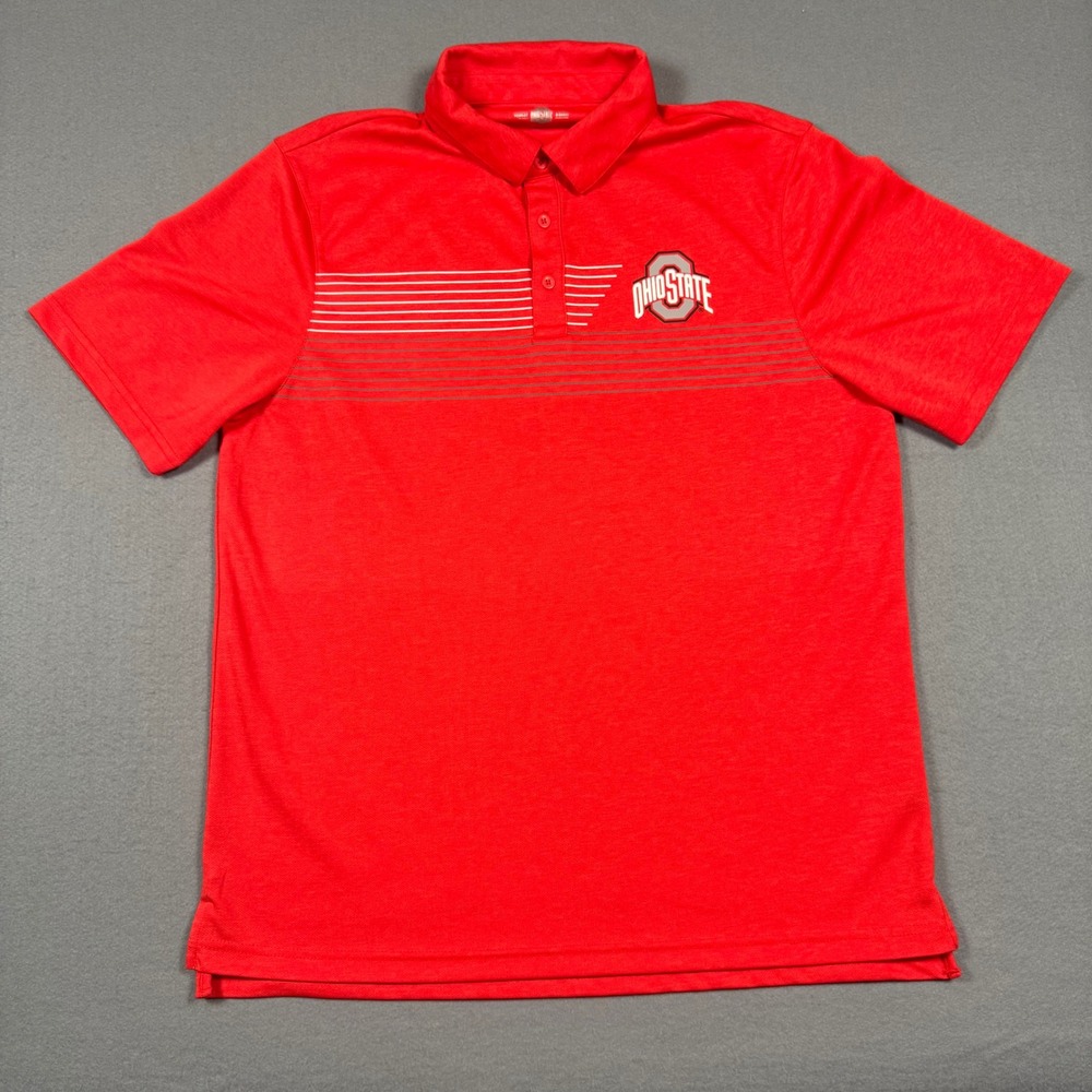 Ohio State Buckeyes Mens Large Red Short Sleeve Performance Polo Shirt NCAA Logo